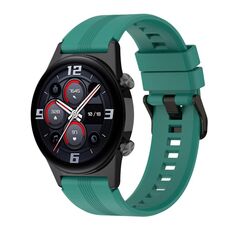 Per Honor Watch GS 4 cinturino in silicone con fibbia in acciaio inossidabile a strisce (verde pino)