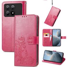 Custodia per telefono in pelle goffrata con chiusura a quattro foglie perXiaomi Redmi K70E (magenta)