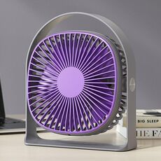 Leggero ventilatore da tavolo con ricarica USB, luce notturna, piccolo ventilatore multifunzionale da esterno per ufficio estivo per studenti (viola)