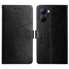 Custodia per cellulare in pelle con motivo a forma di Y per vivo Y03 4G HT01 (nera)