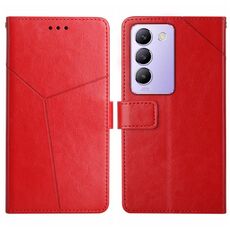 Per vivo Y200e 5G/Y100 5G IDN/V30 Lite 5G India HT01 Custodia in pelle con motivo a Y (Rosso)