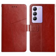 Per vivo Y200e 5G/Y100 5G IDN/V30 Lite 5G India HT01 Custodia in pelle con motivo a Y (marrone)