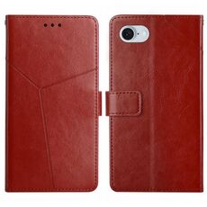 Per iPhone SE 2024 HT01 Custodia per cellulare in pelle con motivo a Y (marrone)