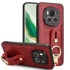 Custodia per telefono posteriore in pelle con cinturino per Honor Magic6 (rosso)