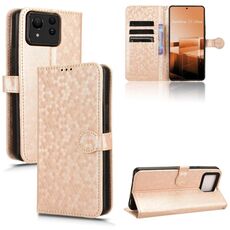 Custodia per telefono in pelle con texture a nido d'ape Ultra per Asus Zenfone 11 (oro)