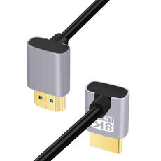 Cavo adattatore audio video HD da HDMI maschio a HDMI maschio a doppio gomito, lunghezza: 0,5 m (doppia piegatura verso il basso)