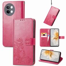 Custodia per telefono in pelle goffrata con chiusura a quattro foglie per vivo S18E (magenta)
