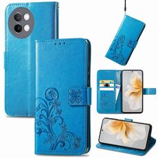 Custodia per telefono in pelle goffrata con chiusura a quattro foglie per vivo S18E (blu)