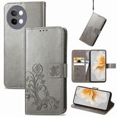 Custodia per telefono in pelle goffrata con chiusura a quattro ante per vivo S18E (grigio)