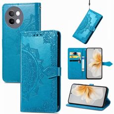 Custodia per telefono in pelle goffrata con fiori mandala per vivo S18 Pro (blu)