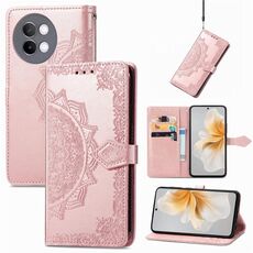 Per vivo S18 Custodia per cellulare in pelle con fiore mandala in rilievo (oro rosa)