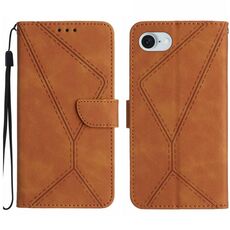 Custodia per telefono in pelle goffrata con cuciture per iPhone SE 2024 (marrone)