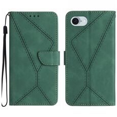 Custodia per telefono in pelle goffrata con cuciture per iPhone SE 2024 (verde)