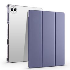 Per vivo Pad3 Pro Custodia per tablet in pelle intelligente TPU trasparente 3 pieghevole con slot per penna (viola)