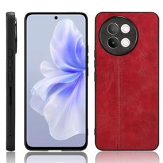 Custodia per cellulare con cover posteriore cucita con motivo mucca per vivo S18e 5G (rossa)