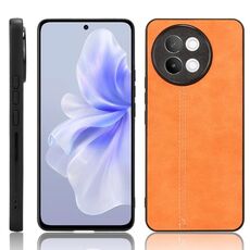 Custodia per cellulare con cover posteriore cucita con motivo mucca per vivo S18e 5G (gialla)