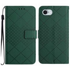 Custodia per telefono in pelle con struttura a griglia rombica per iPhone SE 2024 (verde)