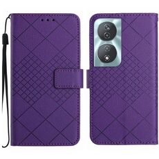 Custodia per telefono in pelle con texture Smart Rombica per Honor 90 (viola)