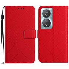 Custodia per telefono in pelle con texture Smart Rombica per Honor 90 (rossa)