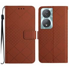 Custodia per telefono in pelle con texture Smart Rombica per Honor 90 (marrone)