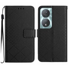 Custodia per telefono in pelle con texture Smart Rombica per Honor 90 (nera)