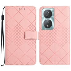 Custodia per cellulare in pelle con texture Smart Rombica per Honor 90 (rosa)