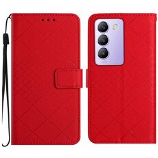 Per vivo Y200e 5G/Y100 5G IDN/V30 Lite 5G India Custodia per telefono in pelle con struttura a griglia rombica (Rosso)