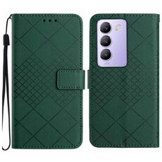 Per vivo Y200e 5G/Y100 5G IDN/V30 Lite 5G India Custodia per telefono in pelle con struttura a griglia rombica (verde)