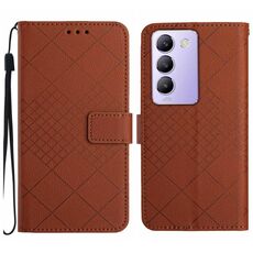 Per vivo Y200e 5G/Y100 5G IDN/V30 Lite 5G India Custodia per telefono in pelle con struttura a griglia rombica (marrone)