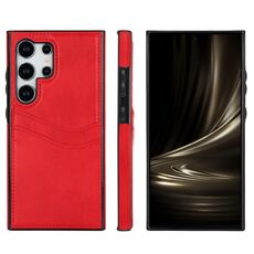Custodia per telefono con slot per schede in pelle Litchi per Samsung Galaxy S24 Ultra 5G (rosso)