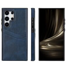 Custodia per telefono con slot per schede in pelle Litchi per Samsung Galaxy S24 Ultra 5G (blu)