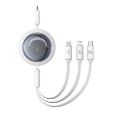 Baseus CB000084 Core Series 100W 480Mbps USB-C / Type-C a USB-C / Type-C + 8 Pin + Cavo dati di ricarica rapida telescopico Micro USB (Bianco)