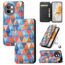 Per vivo S18e CaseNeo Custodia per telefono in pelle magnetica colorata (rombo mandala)