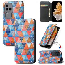 Per vivo S18 Pro CaseNeo Custodia per telefono in pelle magnetica colorata (rombo mandala)