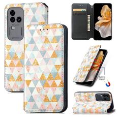 Per vivo S18 Pro CaseNeo Custodia per telefono in pelle magnetica colorata (rombo)