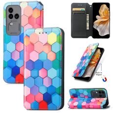 Per vivo S18 Pro CaseNeo Custodia per telefono in pelle magnetica colorata (cubo colorato)