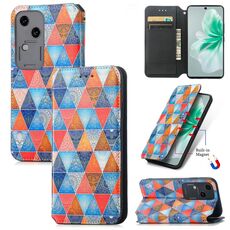 Per vivo S18 CaseNeo Custodia per telefono in pelle magnetica colorata (rombo mandala)