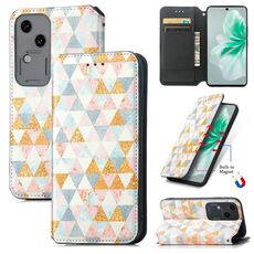 Per vivo S18 CaseNeo Custodia per telefono in pelle magnetica colorata (rombo)