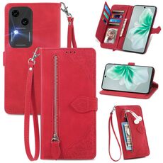 Custodia per telefono in pelle con cerniera fiore goffrato per vivo S18 (rossa)
