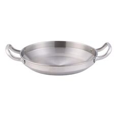 Vassoio per pollo fritto in padella con doppie orecchie in acciaio inossidabile addensato, dimensioni: 30 cm, argento