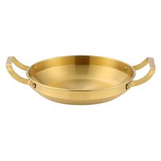 Vassoio per pollo fritto in padella con doppie orecchie in acciaio inossidabile addensato, dimensioni: 30 cm dorato