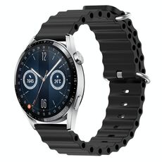 Per Huawei Watch GT3 46mm 22mm Cinturino in silicone a tinta unita stile oceano (nero)