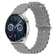 Per Huawei Watch GT3 46mm 22mm Cinturino in silicone a tinta unita stile oceano (grigio)