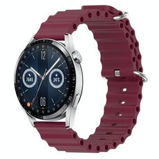 Per Huawei Watch GT3 46mm 22mm Cinturino in silicone a tinta unita stile oceano (rosso vino)