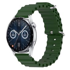 Per Huawei Watch GT3 46mm 22mm Cinturino in silicone a tinta unita stile oceano (verde militare)