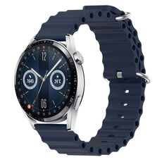 Per Huawei Watch GT3 46mm 22mm Cinturino in silicone a tinta unita stile oceano (blu scuro)