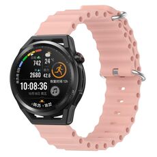 Per Huawei Watch GT Runner 22mm Cinturino in silicone a tinta unita stile oceano (rosa)