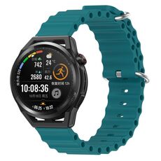 Per Huawei Watch GT Runner 22mm Cinturino in silicone a tinta unita stile oceano (verde)