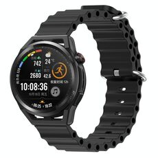 Per Huawei Watch GT Runner 22mm Cinturino in silicone a tinta unita stile oceano (nero)
