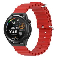 Per Huawei Watch GT Runner 22mm Cinturino in silicone a tinta unita stile oceano (rosso)